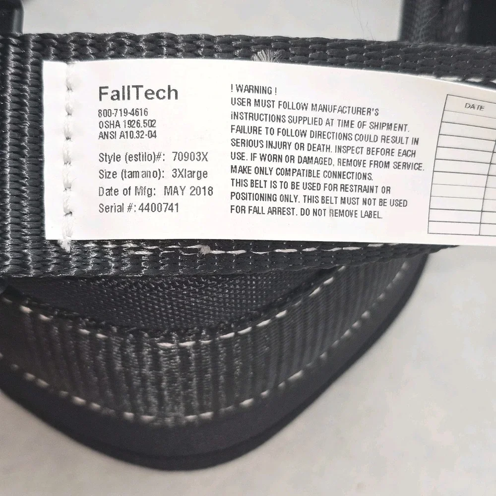 FallTech 3XL Restraint Safety Body Belt 70903X
